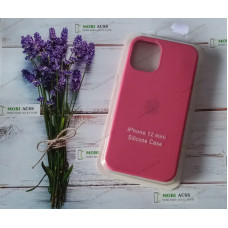 Силіконовий чохол iPhone 12 Mini з мікрофіброю, матовий, рожевого кольору.