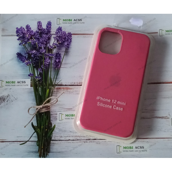 Силіконовий чохол iPhone 12 Mini з мікрофіброю, матовий, рожевого кольору.