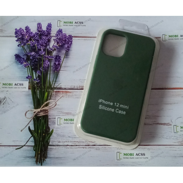 Силіконовий чохол iPhone 12 Mini з мікрофіброю, матовий, зеленого кольору.