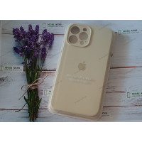 Силіконовий чохол iPhone 13 Pro Max з мікрофіброю, матовий, молочного кольору.