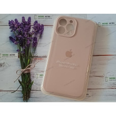 Силіконовий чохол iPhone 13 Pro Max з мікрофіброю, матовий, пудрового кольору.