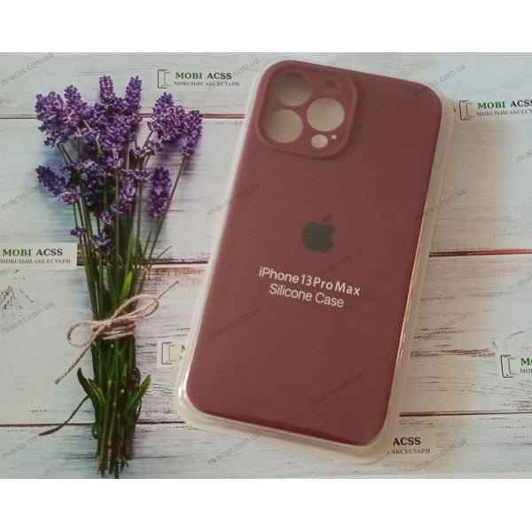 Силіконовий чохол iPhone 13 Pro Max з мікрофіброю, матовий, бордового кольору.