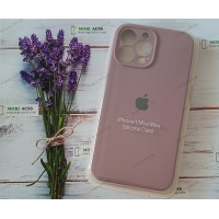 Силіконовий чохол iPhone 13 Pro Max з мікрофіброю, матовий, темно-пудрового кольору.