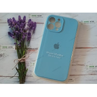 Силіконовий чохол iPhone 13 Pro Max з мікрофіброю, матовий, блакитного кольору.