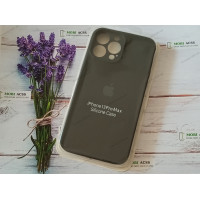 Силіконовий чохол iPhone 13 Pro Max з мікрофіброю, матовий, чорного кольору.