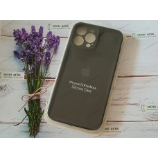 Силіконовий чохол iPhone 13 Pro Max з мікрофіброю, матовий, чорного кольору.