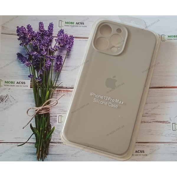 Силіконовий чохол iPhone 13 Pro Max з мікрофіброю, матовий, сірого кольору.