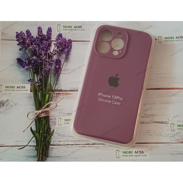 Силіконовий чохол iPhone 13 Pro з мікрофіброю, матовий,  фіолетового кольору.