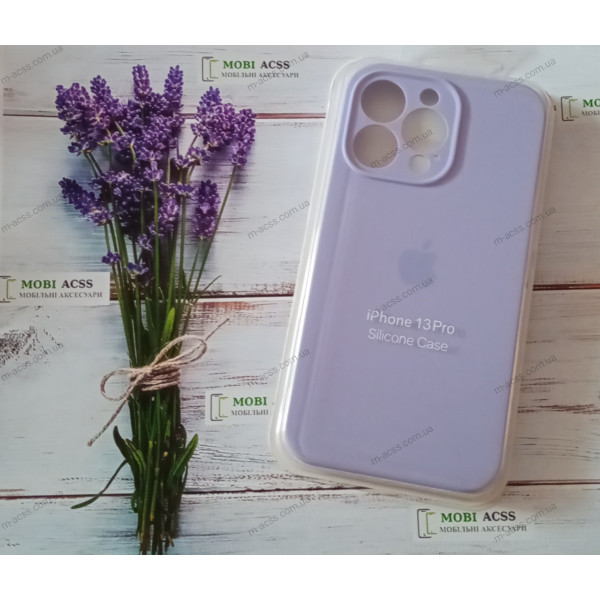 Силіконовий чохол iPhone 13 Pro з мікрофіброю, матовий,  бузкового кольору.