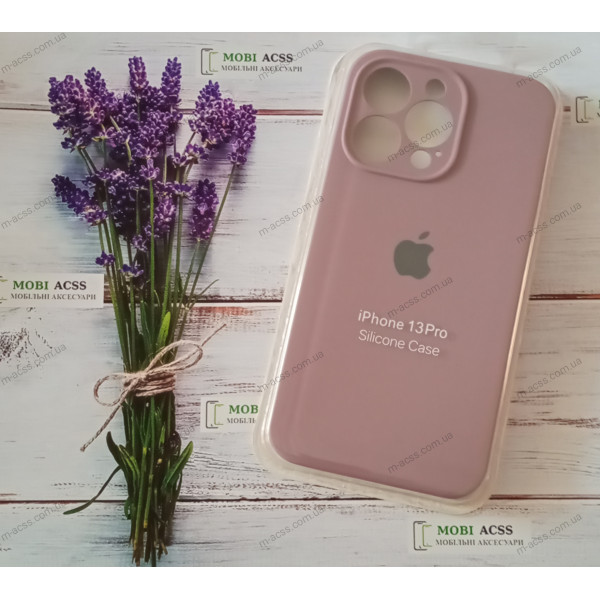 Силіконовий чохол iPhone 13 Pro з мікрофіброю, матовий,  темно-пудрового кольору.