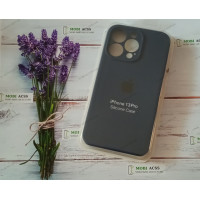 Силіконовий чохол iPhone 13 Pro з мікрофіброю, матовий,  темно-синього кольору.