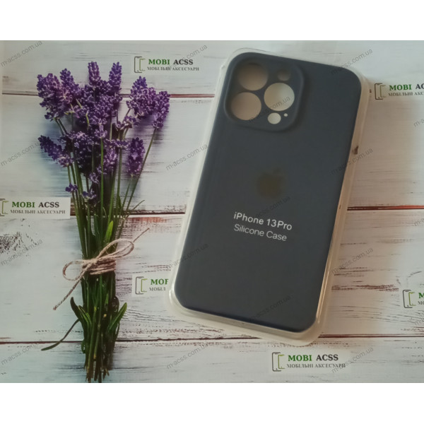 Силіконовий чохол iPhone 13 Pro з мікрофіброю, матовий,  темно-синього кольору.