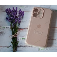Силіконовий чохол iPhone 13 Pro з мікрофіброю, матовий,  пудрового кольору.