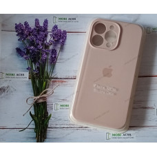 Силіконовий чохол iPhone 13 Pro з мікрофіброю, матовий,  пудрового кольору.