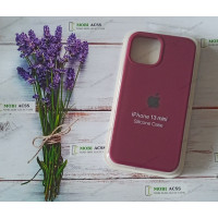 Силіконовий чохол iPhone 13 Mini з мікрофіброю, матовий, червоного кольору.