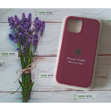 Силіконовий чохол iPhone 13 Mini з мікрофіброю, матовий, червоного кольору.