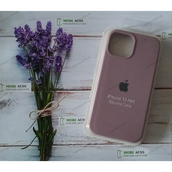 Силіконовий чохол iPhone 13 Mini з мікрофіброю, матовий, темно-пудрового кольору.