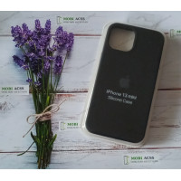 Силіконовий чохол iPhone 13 Mini з мікрофіброю, матовий, чорного кольору.