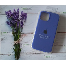 Силіконовий чохол iPhone 13 Mini з мікрофіброю, матовий, синього кольору.