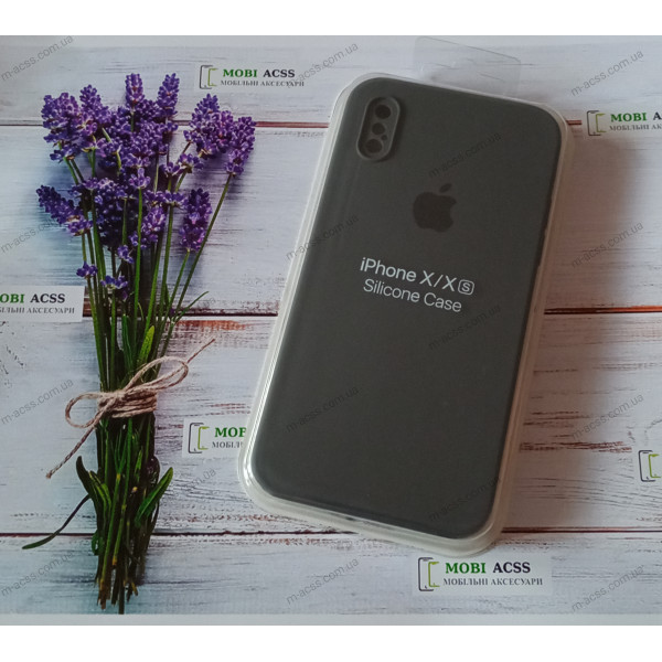 Силіконовий чохол iPhone X з мікрофіброю, матовий, темно-сірого кольору.