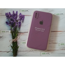 Силіконовий чохол iPhone X з мікрофіброю, матовий, фіолетового кольору.