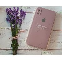 Силіконовий чохол iPhone X з мікрофіброю, матовий, темно-пудрового кольору.