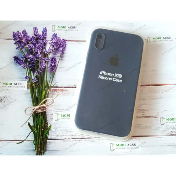 Силіконовий чохол iPhone X з мікрофіброю, матовий, темно-синього кольору.