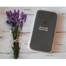 Силіконовий чохол iPhone XS з мікрофіброю, матовий, темно-сірого кольору.