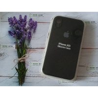 Силіконовий чохол iPhone XR з мікрофіброю, матовий, чорного кольору.