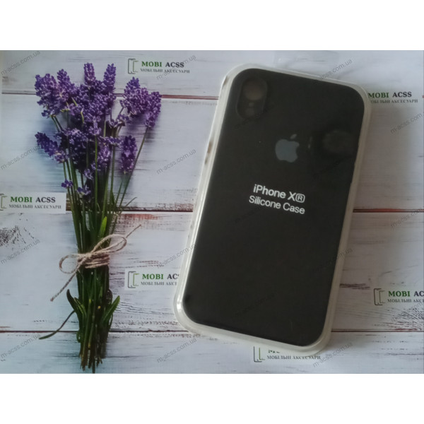 Силіконовий чохол iPhone XR з мікрофіброю, матовий, чорного кольору.