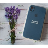 Силіконовий чохол iPhone XR з мікрофіброю, матовий, темно синього кольору.