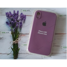 Силіконовий чохол iPhone XR з мікрофіброю, матовий, фіолетового кольору.