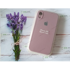Силіконовий чохол iPhone XR з мікрофіброю, матовий, темно-пудрового кольору.