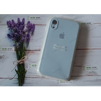 Силіконовий чохол iPhone XR з мікрофіброю, матовий, блакитного кольору.