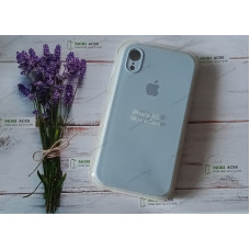 Силіконовий чохол iPhone XR з мікрофіброю, матовий, блакитного кольору.
