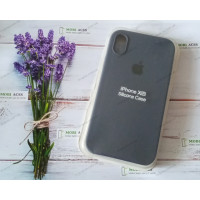 Силіконовий чохол iPhone XR з мікрофіброю, матовий, помірно синього кольору.