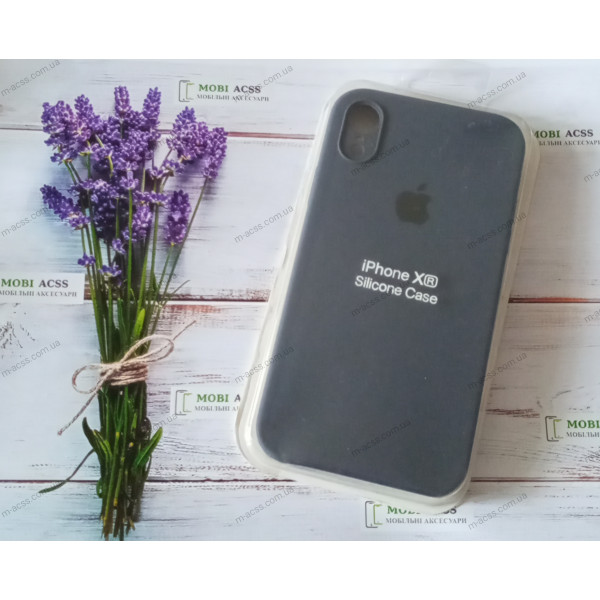 Силіконовий чохол iPhone XR з мікрофіброю, матовий, помірно синього кольору.