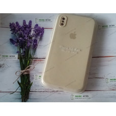 Силіконовий чохол iPhone XS Max з мікрофіброю, матовий, молочного кольору.