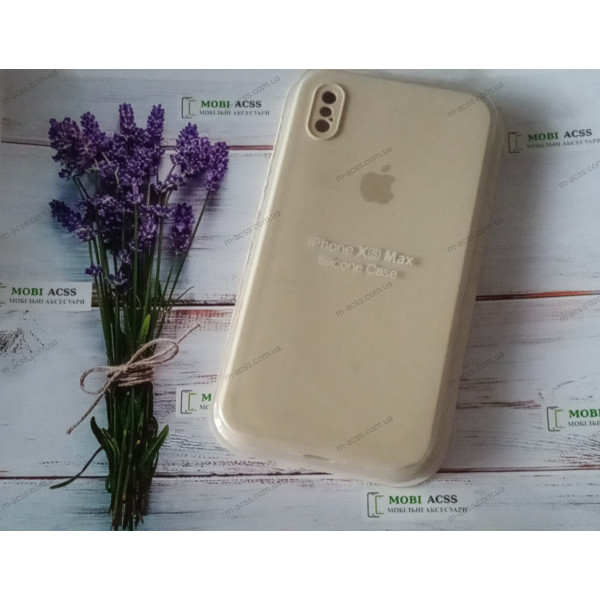 Силіконовий чохол iPhone XS Max з мікрофіброю, матовий, молочного кольору.