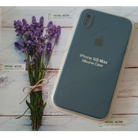 Силіконовий чохол iPhone XS Max з мікрофіброю, матовий, помірно синього кольору.