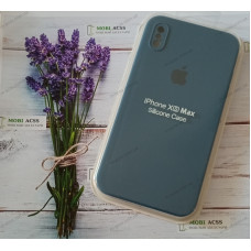 Силіконовий чохол iPhone XS Max з мікрофіброю, матовий, помірно синього кольору.