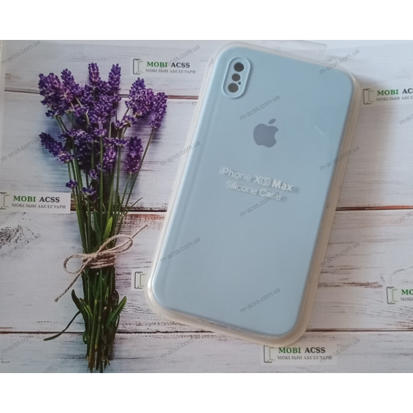 Силіконовий чохол iPhone XS Max з мікрофіброю, матовий, блакитного кольору.