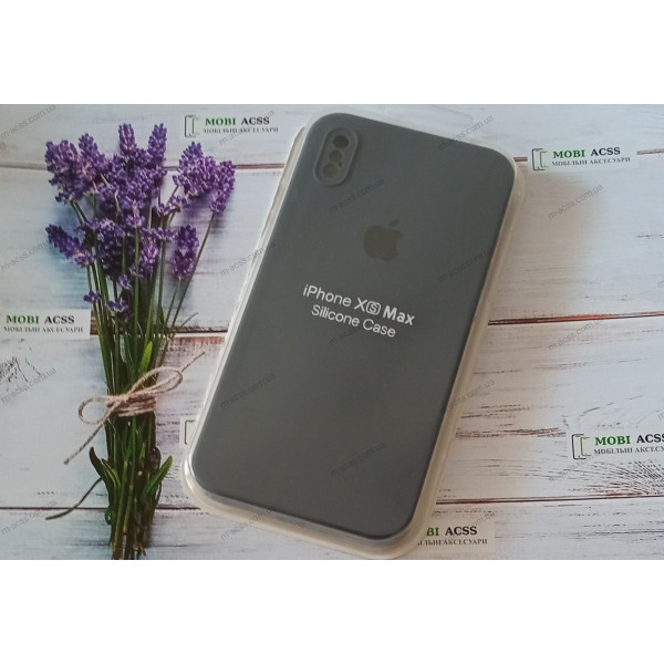 Силіконовий чохол iPhone XS Max з мікрофіброю, матовий, темно синього кольору.