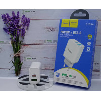 Зарядний пристрій Hoco C105A 20W Type-C та USB зі швидкою зарядкою, Quick Charge 3.0