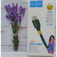 Кабель для зарядки Hoco U92 Gold дата кабель, швидка зарядка, USB та Lightning, 2.4А, Чорний