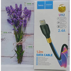 Кабель для зарядки Hoco U92 Gold дата кабель, швидка зарядка, USB та Lightning, 2.4А, Чорний