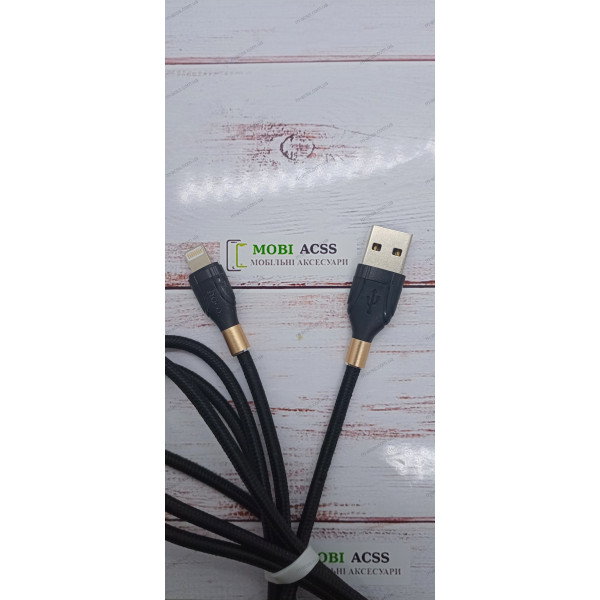 Кабель для зарядки Hoco U92 Gold дата кабель, швидка зарядка, USB та Lightning, 2.4А, Чорний