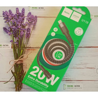 Кабель для зарядки Hoco U110 дата кабель, швидка зарядка, Type-C та Lightning, 3.0А, 20W, Чорний