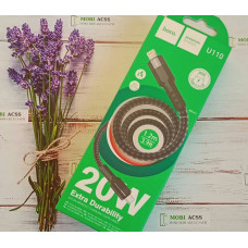 Кабель для зарядки Hoco U110 дата кабель, швидка зарядка, Type-C та Lightning, 3.0А, 20W, Чорний