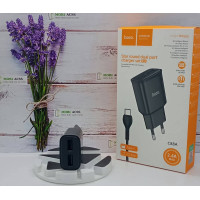 Зарядний пристрій Hoco C88A, 2.4A, 12W та 2 порти USB з кабелем Type-C